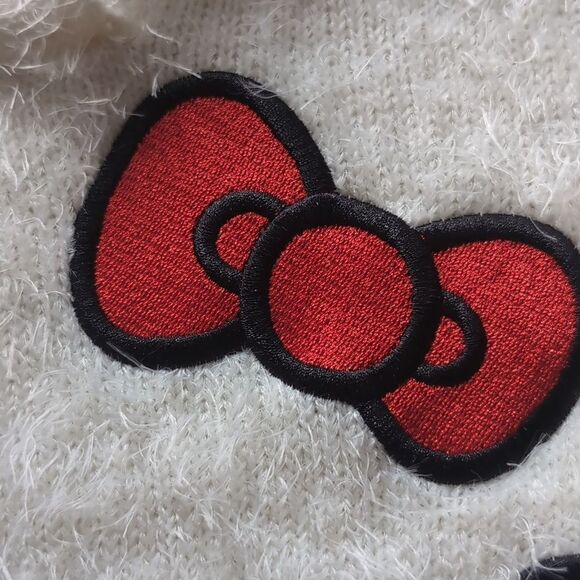 Dolls Kill X Hello Kitty Fuzzy White Eyelash Sweater Top Size S - Picture 9 of 12